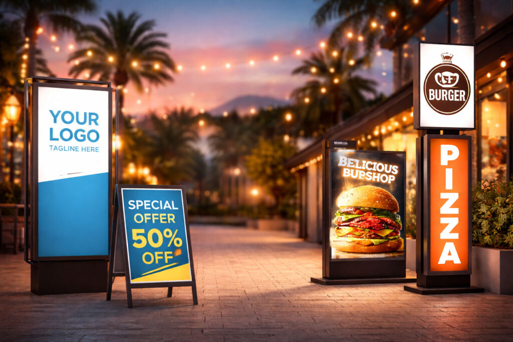 Outdoor Signage in UAE night background